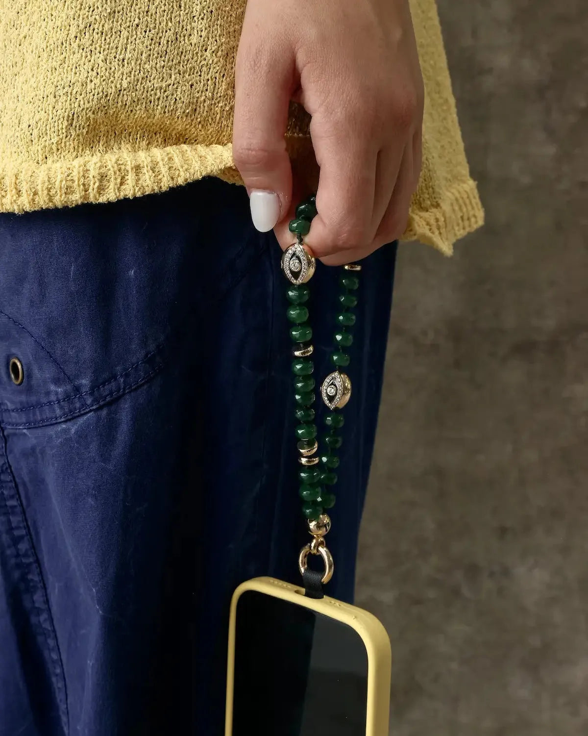 Leah Emerald Gold Phone Charm | Luxury Phone Charm | MyAleph Leah Emerald Gold Phone Charm | Luxury Phone Charm | MyAleph