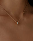 Mia gold turquoise pendant necklace worn solo on bare skin, MyAleph We Are One Collection