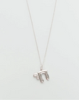 MyAleph silver Chai Necklace with Hebrew life symbol pendant, white stone detail, and delicate chain on white background