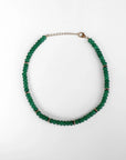 Green emerald quartz necklace with delicate gold chain and faceted beads
