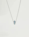 Mia silver necklace showing turquoise stone detail around the charm on a silver chain by MyAleph