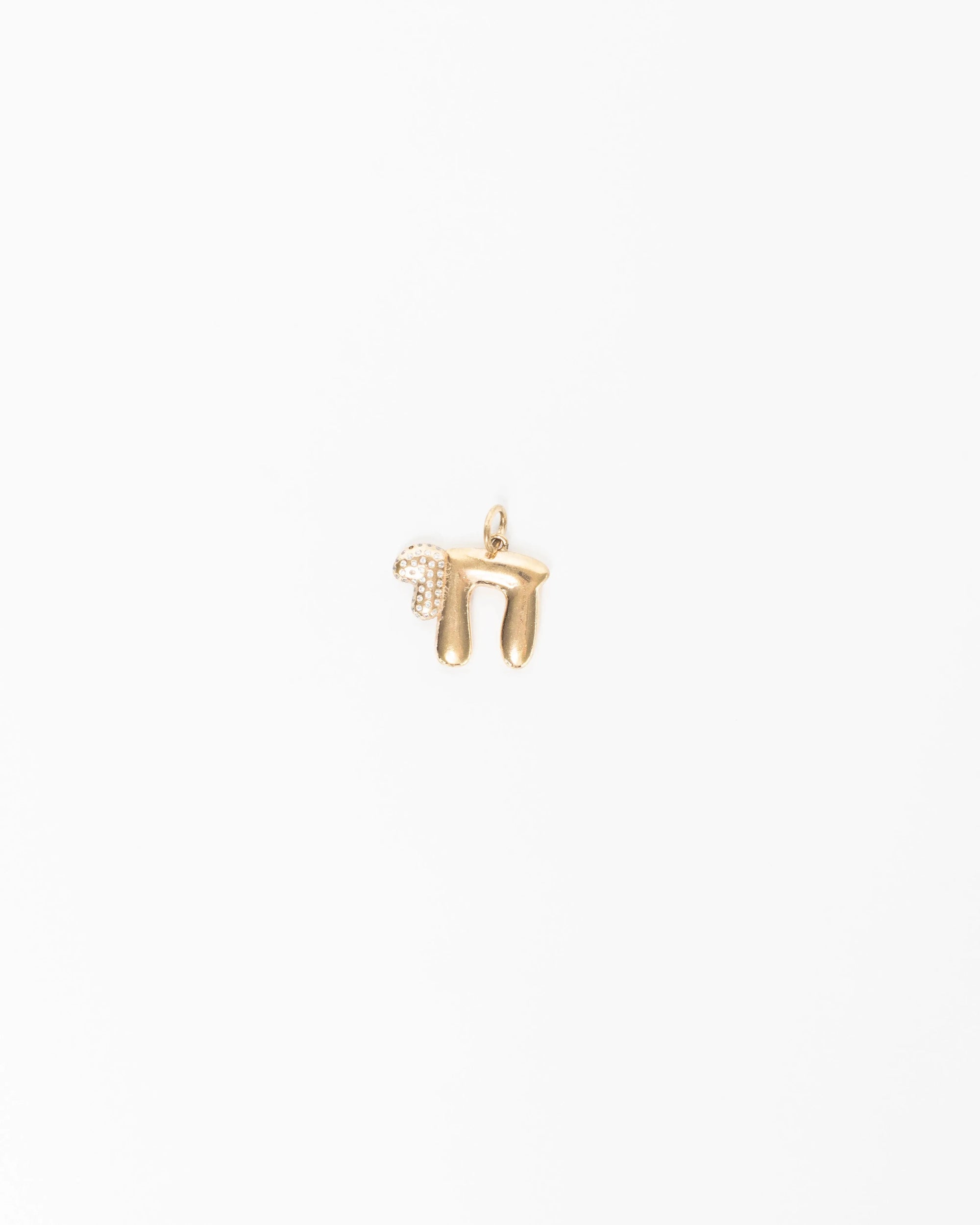 MyAleph Chai Necklace with gold Hebrew life symbol pendant, white stone detail, and delicate chain on white background