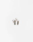Close-up of MyAleph silver Chai pendant with Hebrew life symbol and white stone detail