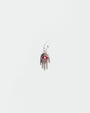 MyAleph silver Flat Hamsa evil eye charm with red enamel eye and white stone center, protective hand pendant