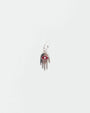 MyAleph silver Flat Hamsa evil eye charm with red enamel eye and white stone center, protective hand pendant