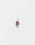 MyAleph silver Flat Hamsa evil eye charm with red enamel eye and white stone center, protective hand pendant