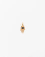 MyAleph gold Flat Hamsa evil eye charm with black enamel eye and white stone center, protective hand pendant