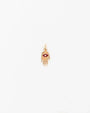 MyAleph gold Flat Hamsa evil eye charm with red enamel eye and white stone center, protective hand pendant