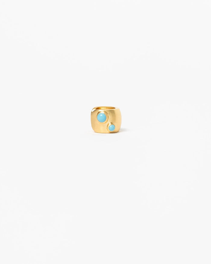 MyAleph Galet Ear Cuff with turquoise stones, gold vermeil no-piercing ear cuff on white background