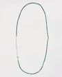 Juliana Belly Chain in Malachite Quartz with Evil Eye Charm – Full Length Flat Lay on White Background