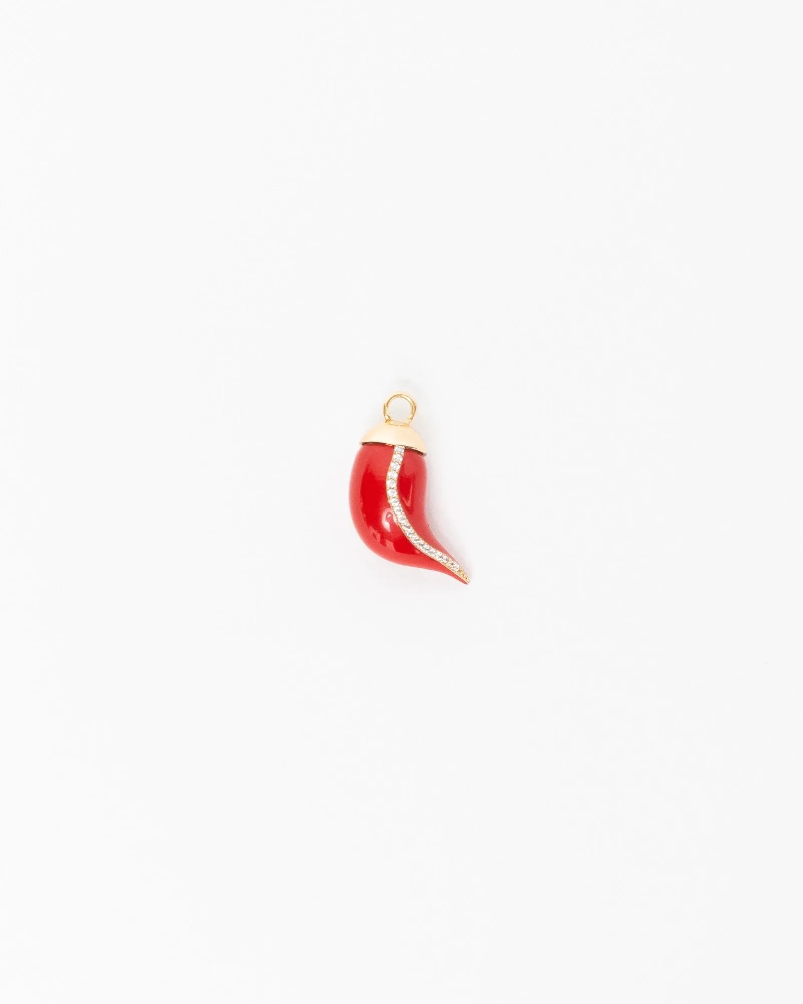 MyAleph Pepe chili pepper charm in red enamel and gold, Italian good luck charm pendant